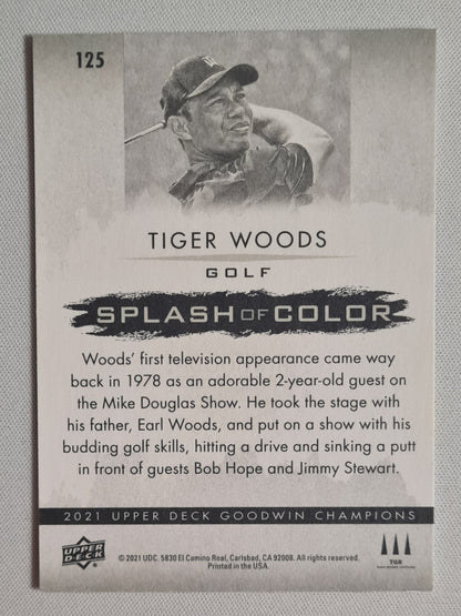 Tiger Woods - 2021 Upper Deck Goodwin Champions Golf #125 "Splash of Gold" Color Splash