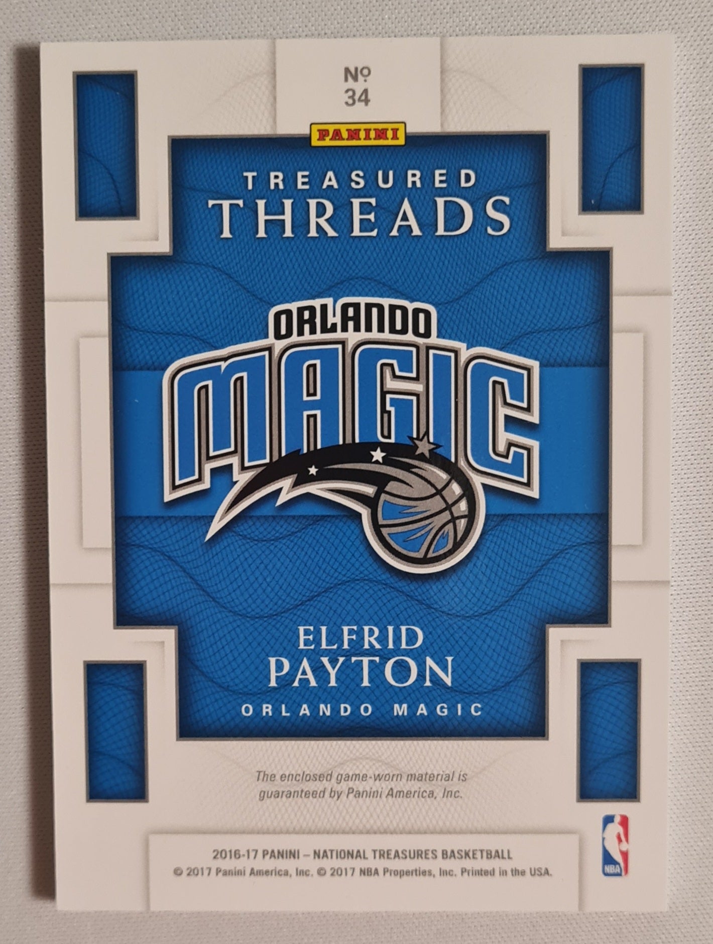 Elfrid Payton - 2016/17 Panini #34 Nationals Treasure /25 Patch