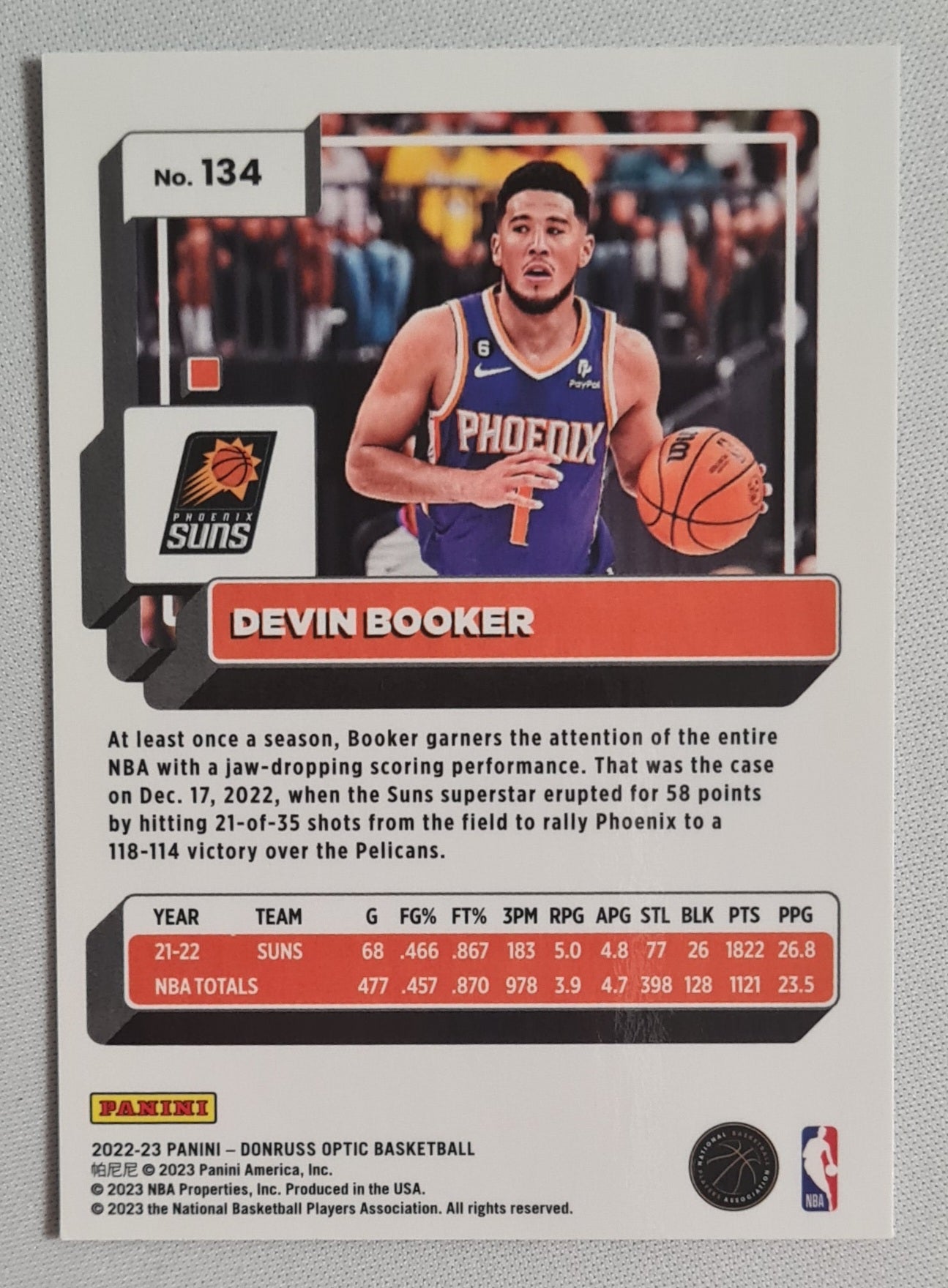 Devin Booker - 2022/2023 Panini #134 Donruss Optic