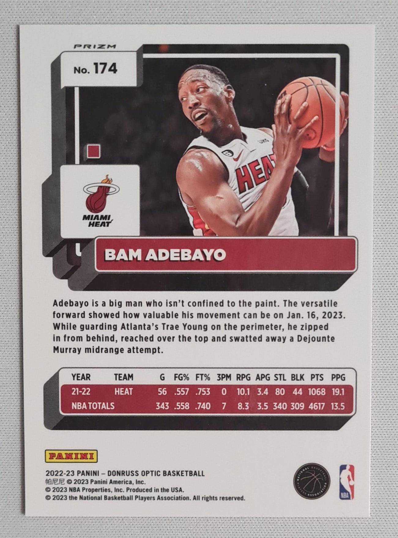 Bam Adebayo - 2022/23 Panini #174 Donruss Optic Disco Sparkles