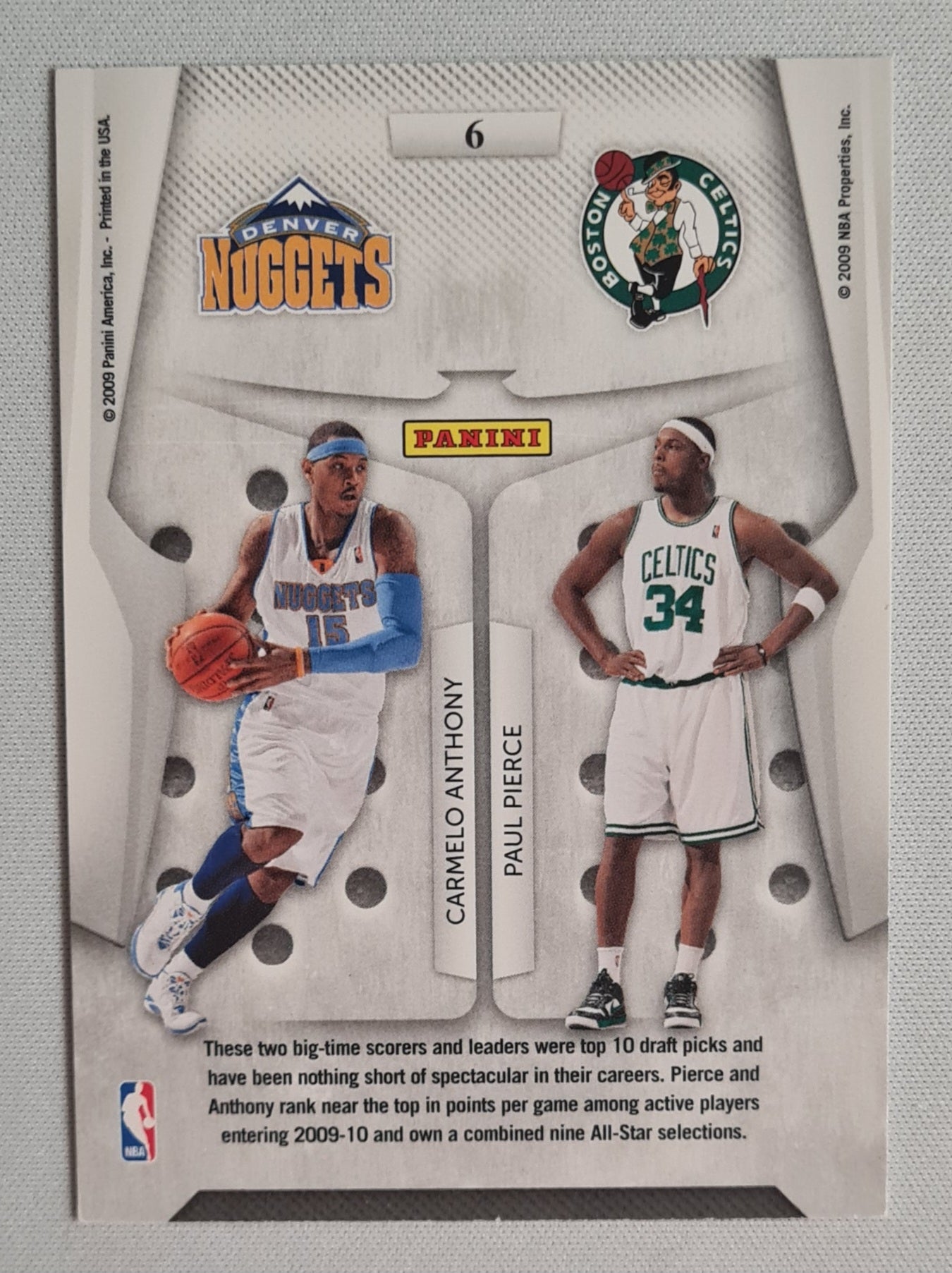 Carmelo Anthony & Paul Pierce - 2009/10 Panini #6 Round 1 Numbers