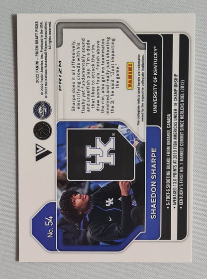 Shaedon Sharpe - 2022 Panini #54 Prizm Draft Picks Rookie Card