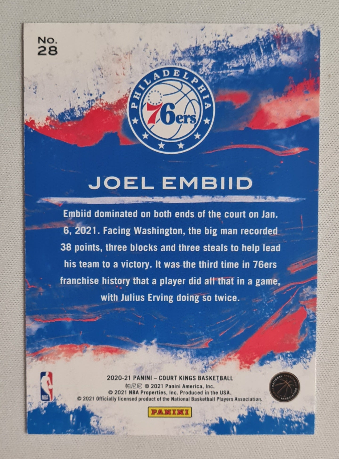 Joel Embiid - 2020/21 Panini #28 Court Kings