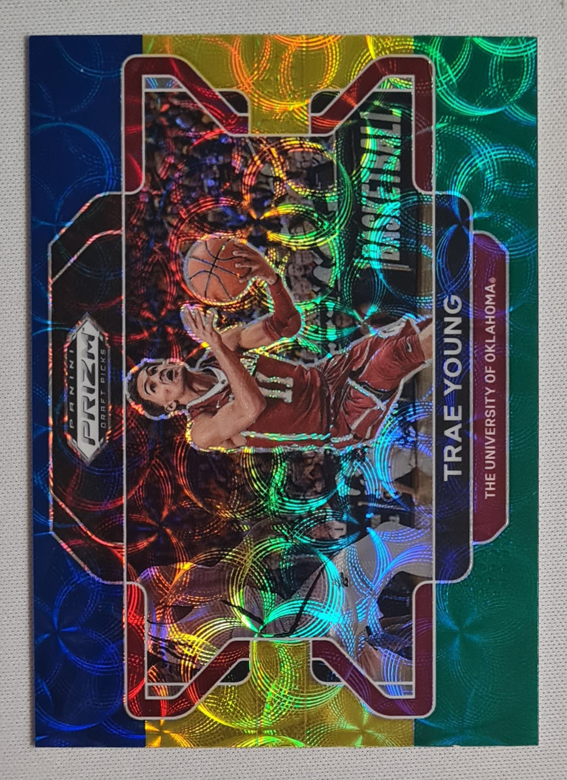 Trae Young - 2022 Panini #46 Draft Picks Blue Yellow Green Prizm