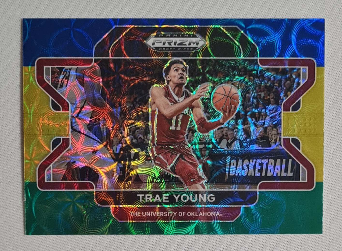 Trae Young - 2022 Panini #46 Draft Picks Blue Yellow Green Prizm