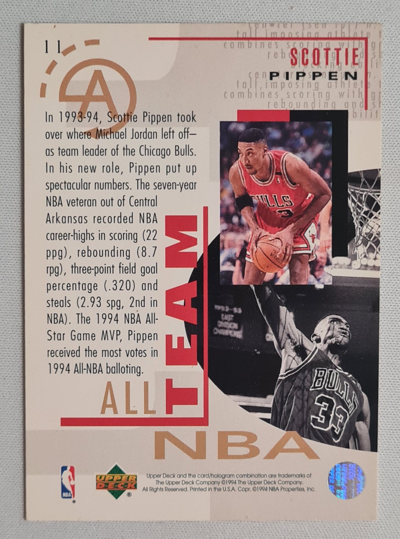 Scottie Pippen - 1994 Upper Deck #11 All Team NBA