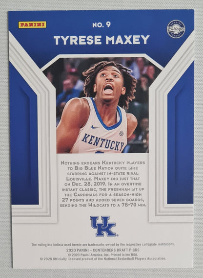 Tyrese Maxey - 2020 Panini Contenders Draft Picks University of Kentucky #9