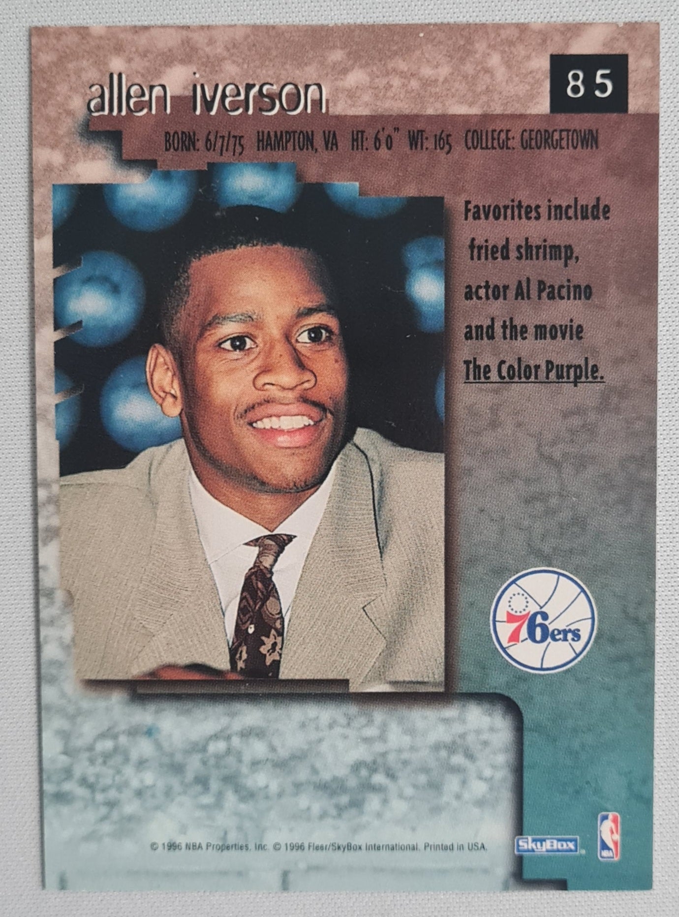 Allen Iverson - 1996 Skybox Premium Philadelphia 76ers #85