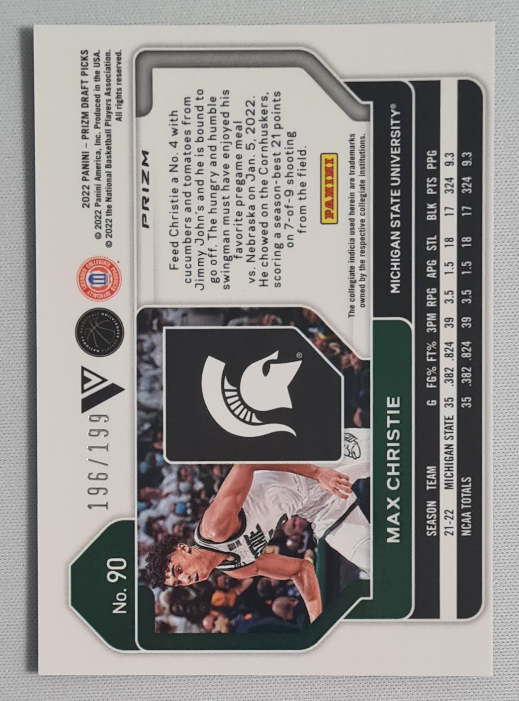 Max Christie - 2022 Panini Prizm Draft Picks Michigan University #90 RC /199