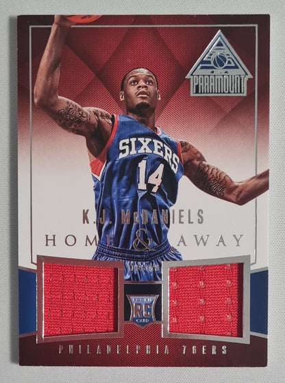 K.J. McDaniels - 2014 Panini Paramount Home & Away Jerseys 76ers #10 (RC) Patch /40