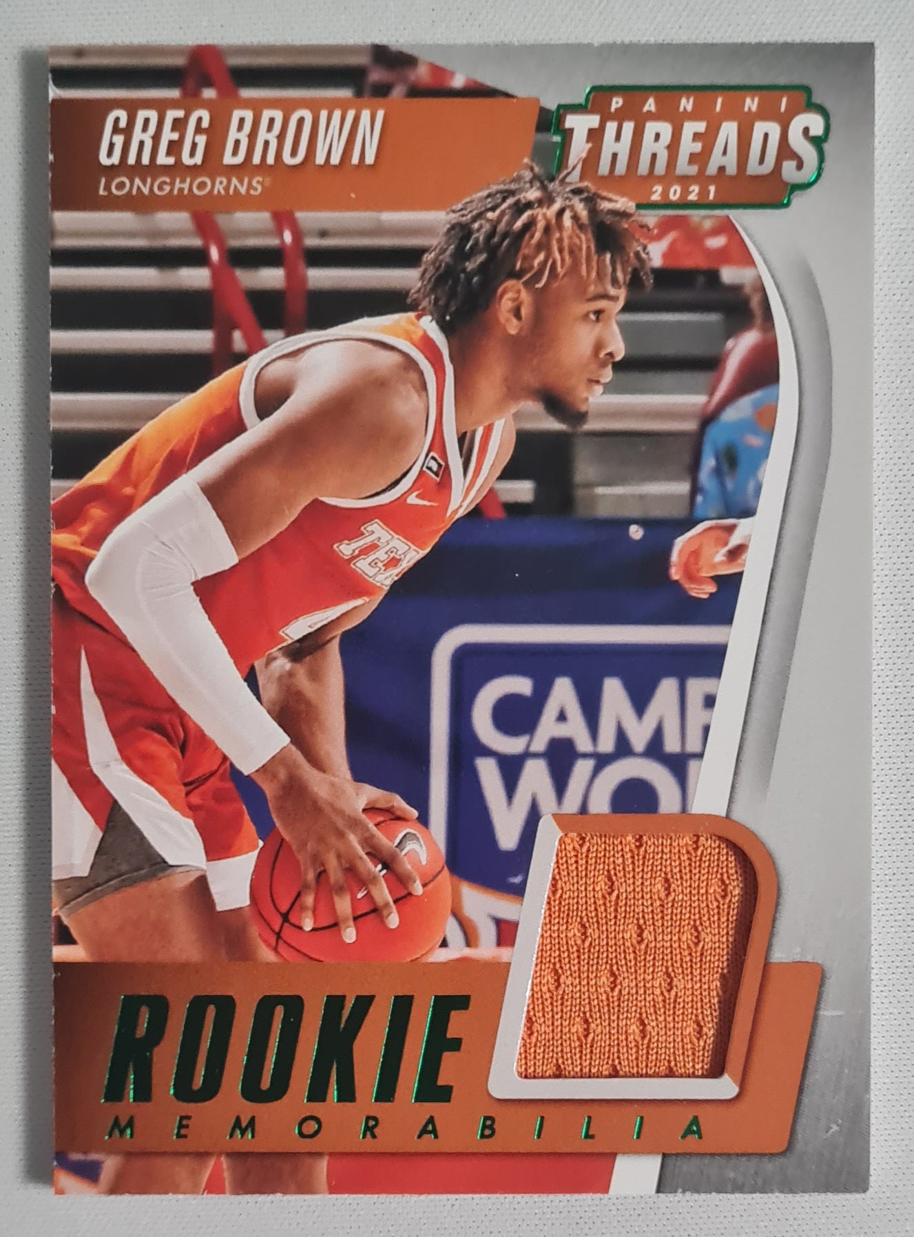 Greg Brown - 2021 Panini Thread Rookie Memorabilia Longhorns #TRM-GB Patch
