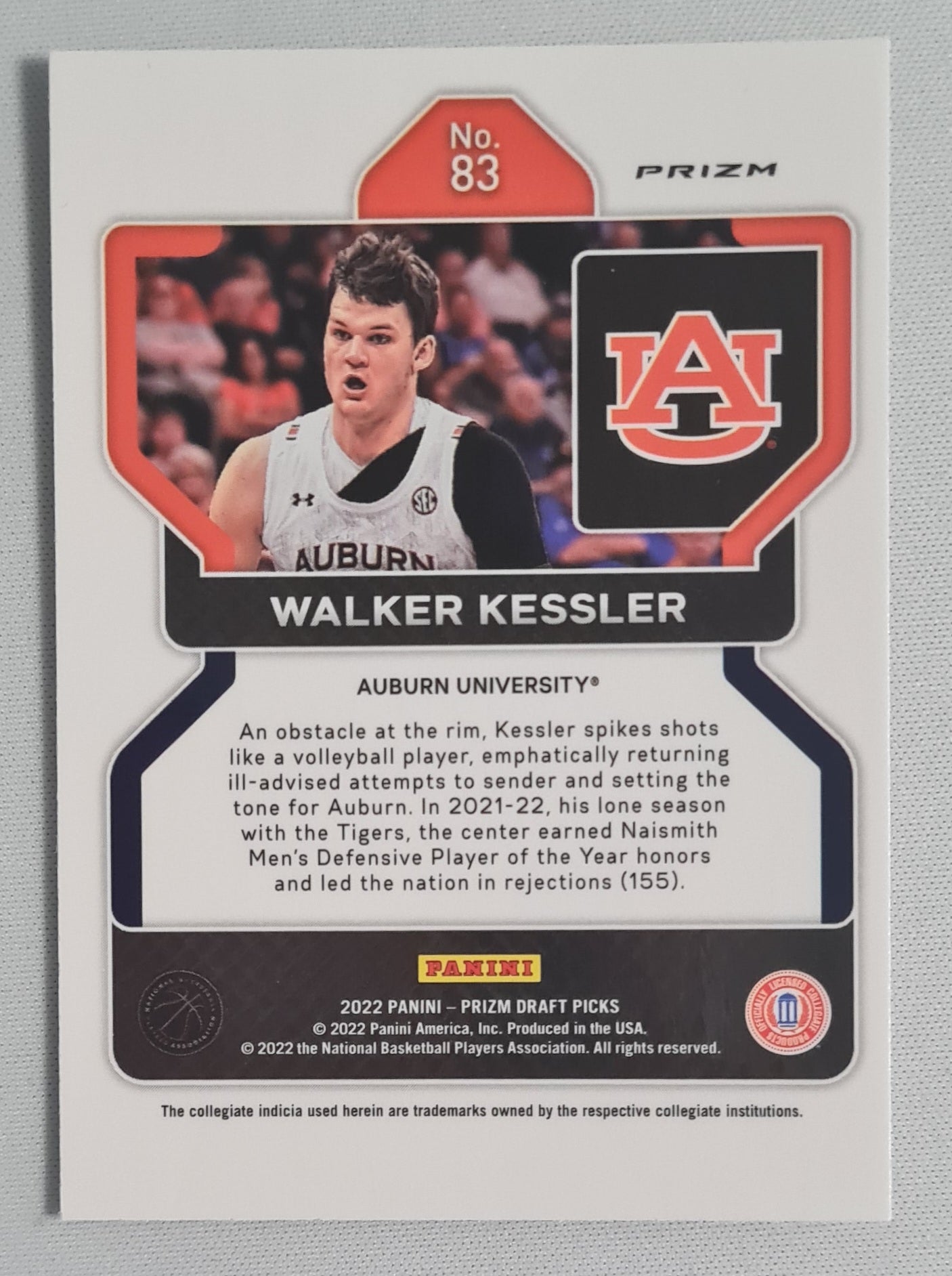 Walker Kessler - 2022 Panini Silver Prizm Draft Picks Auburn University #83 (RC)