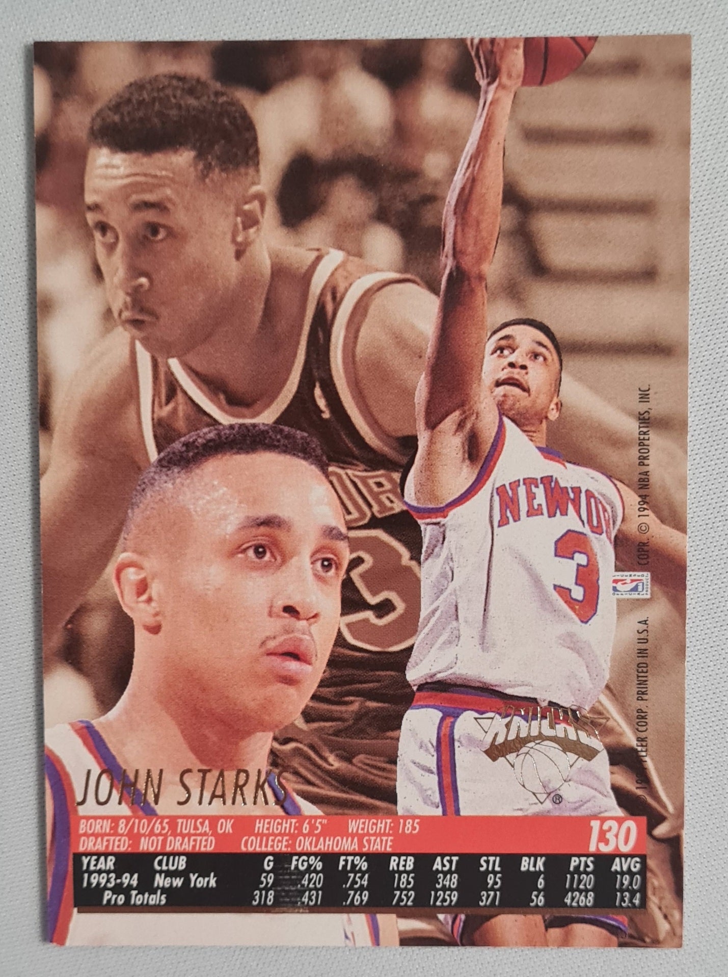 John Starks -  1994 Fleer New York Knicks #130
