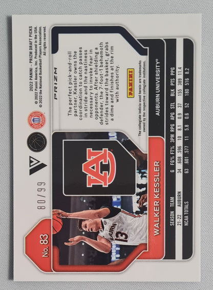 Walker Kessler - 2022 Panini Prizm Draft Picks Blue Cracked Ice Auburn # 83 (RC) /99