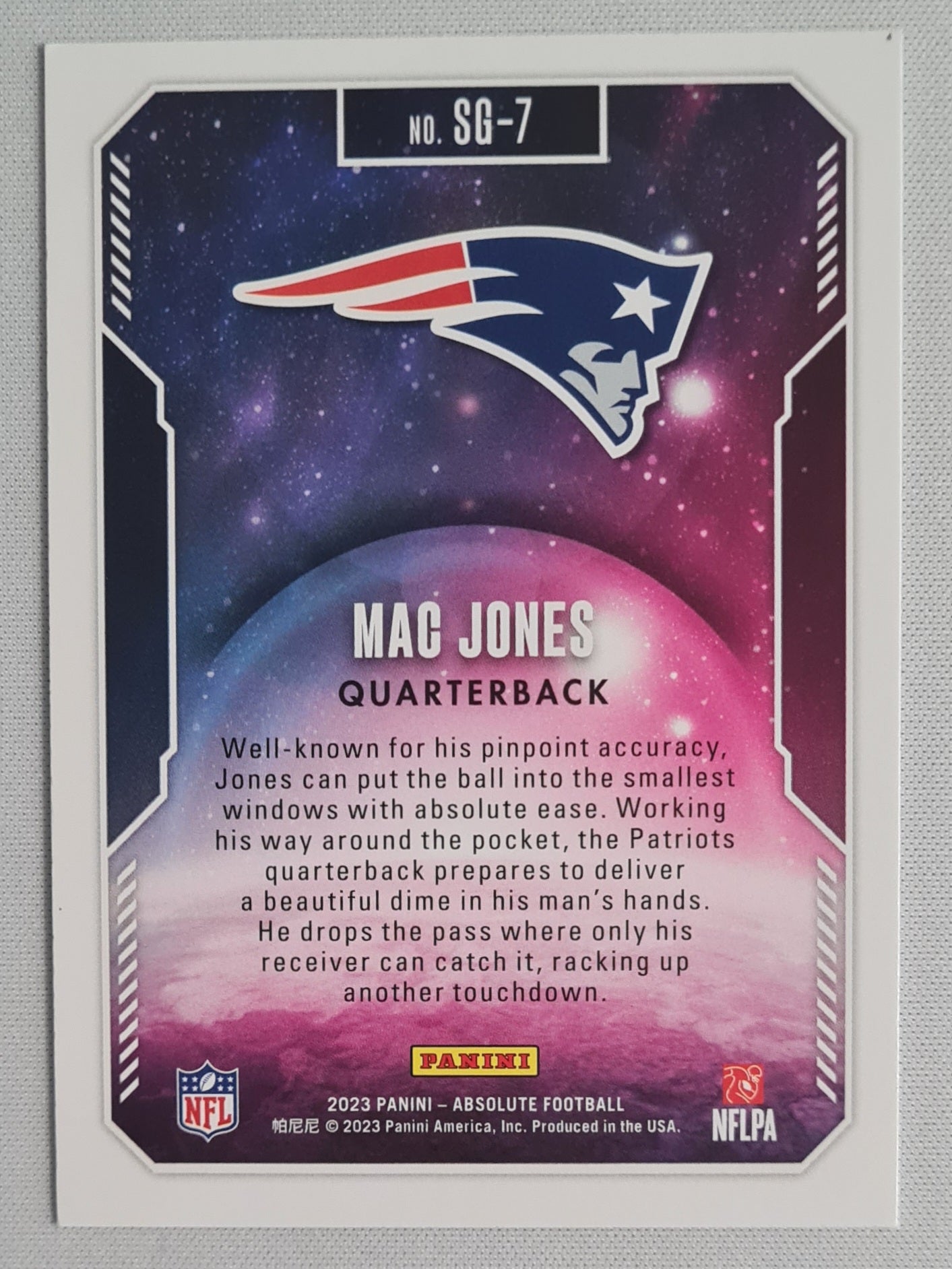 Mac Jones - 2023 Panini Absolute Football Star Gazing #SG-7 Patriots