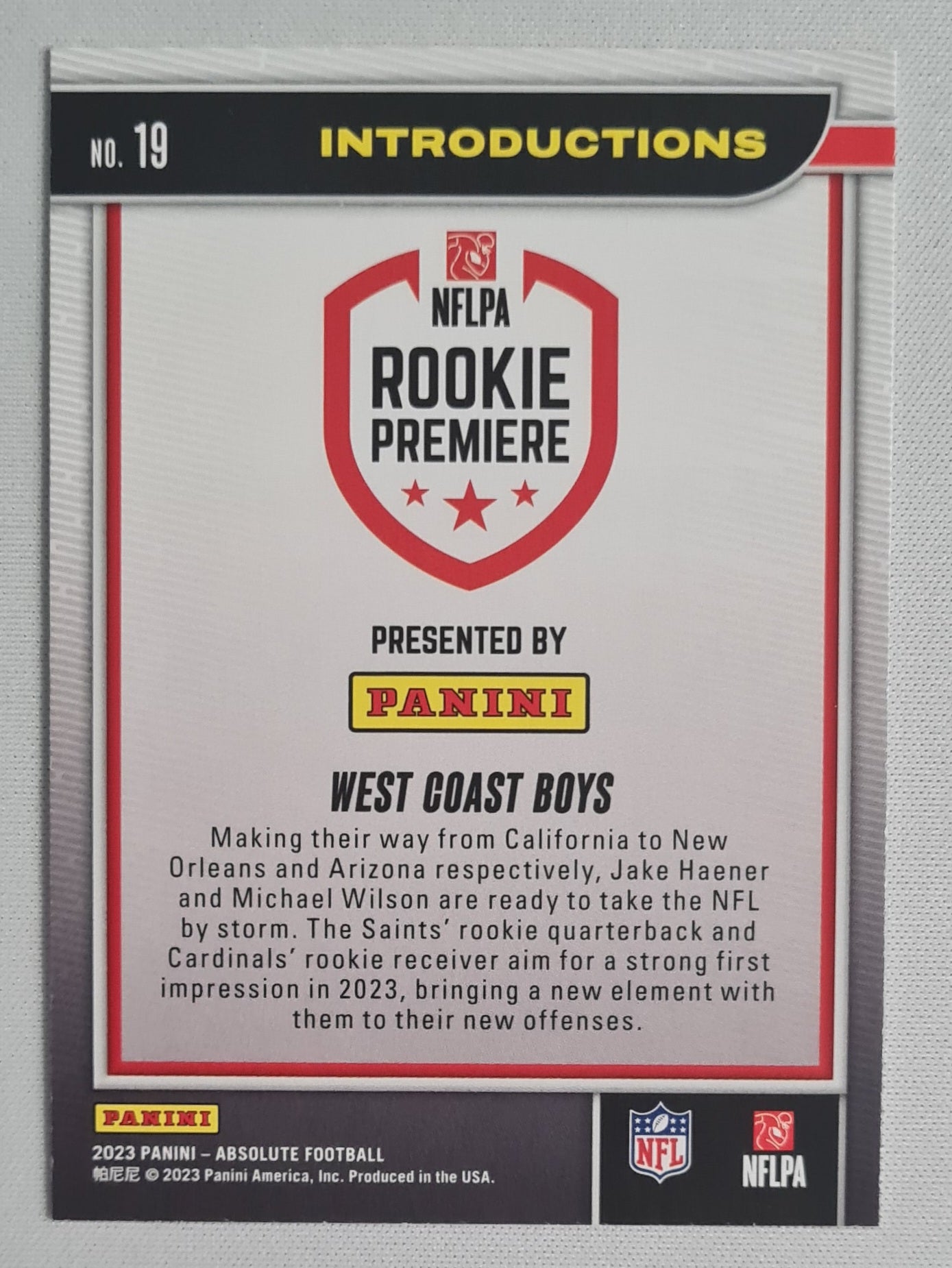 West Coast Boys - Panini 2023 NFLPA Rookie Premiere #19