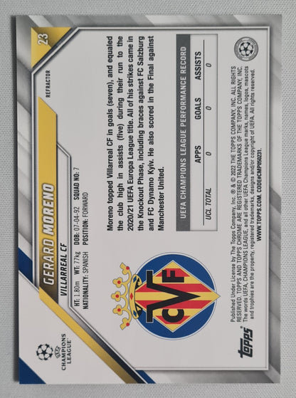 Gerard Moreno - 2022 Topps Chrome (CL) Villarreal CF #23 Refractor