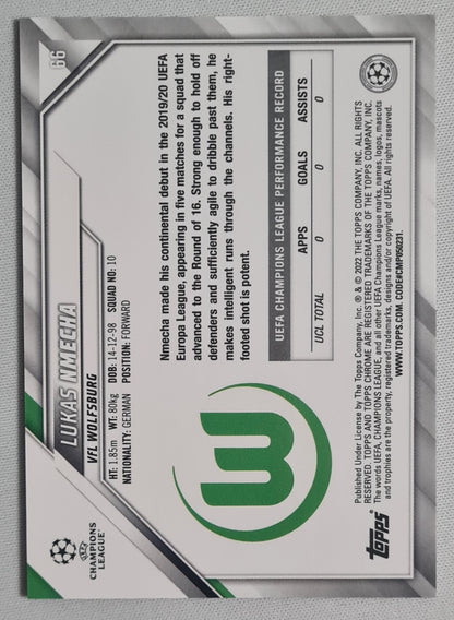 Lukas Nmecha - 2022 Topps Chrome (CL) VFL Wolfsburg #66 Black & White RayWave Refractor