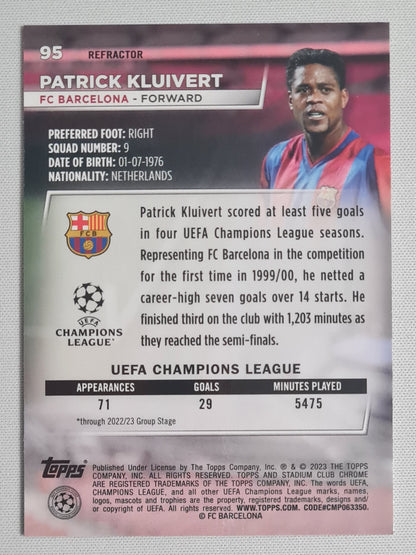 Patrick Kluivert - 2023 Topps Stadium Club Chrome FC Barcelona (CL) #95 Holo