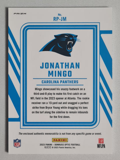 Jonathan Mingo - 2023 Panini Donruss Optic Football #RP-JM NFL Pathers Blue Hyper Prizm /Patch