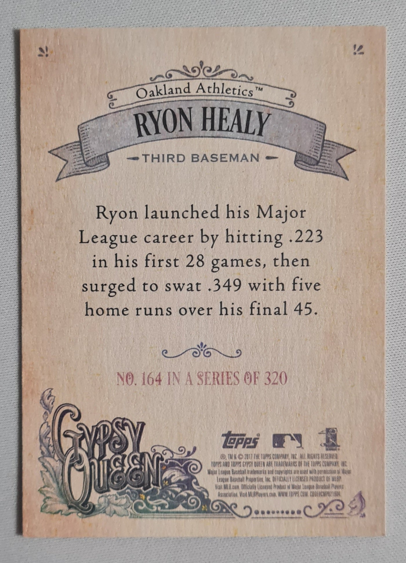 Ryon Healy - 2017 Topps MLB Baseball Oakland Athletics - Gypsy Queen (RC) #164 of 320