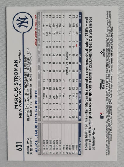Marcus Stroman - 2024 Topps MLB Baseball New York Yankees #631