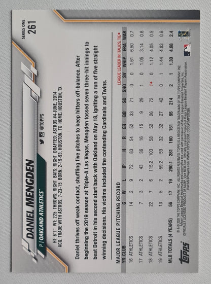 Daniel Mengden - 2020 Topps MLB Baseball Oakland Athletics #261 Pitcher