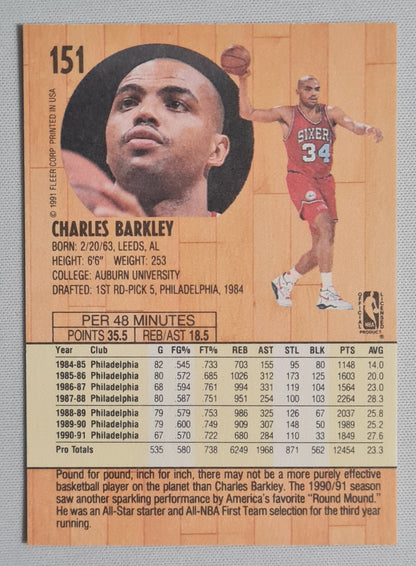 Charles Barkley - 1991 Fleer NBA Philadelphia 76ers Basketball #151