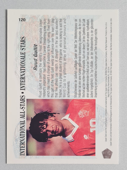 Ruud Gullit - 1993 Upper Deck International All-Stars #120 World Cup 1994 Dutch Superstar