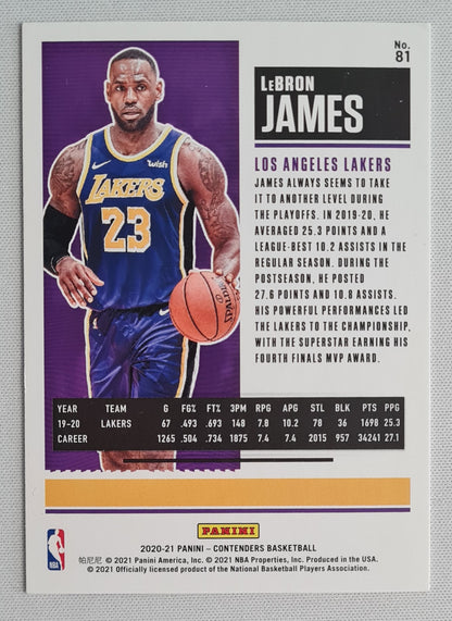 LeBron James - 2020-21 Panini Contenders Basketball Season Ticket #81