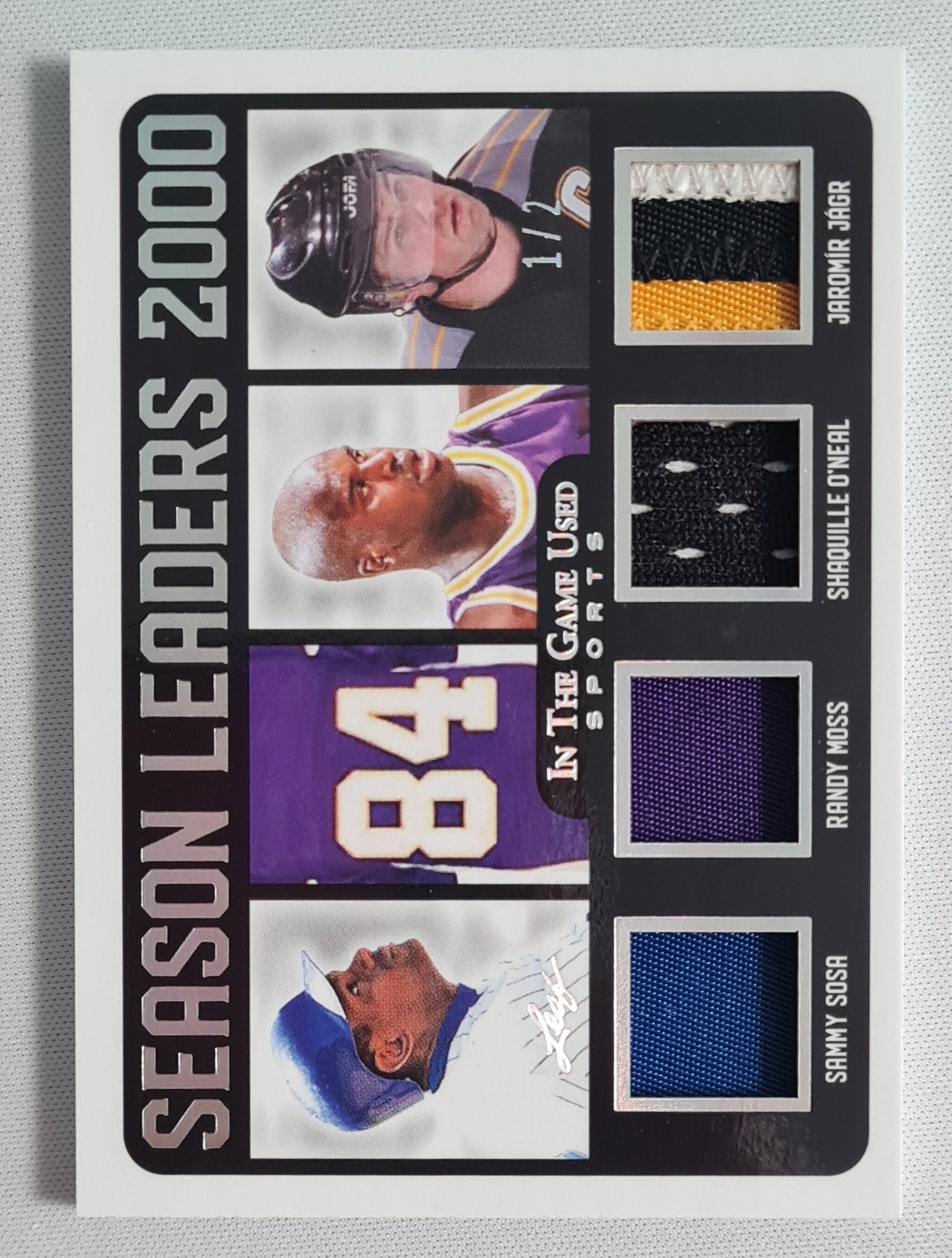 Season Leaders 2000 - 2020 Leaf Trading Cards SOSA/MOSS/O'NEAL/JAGR #SL-12 / four Patch (!) SSP 1/2