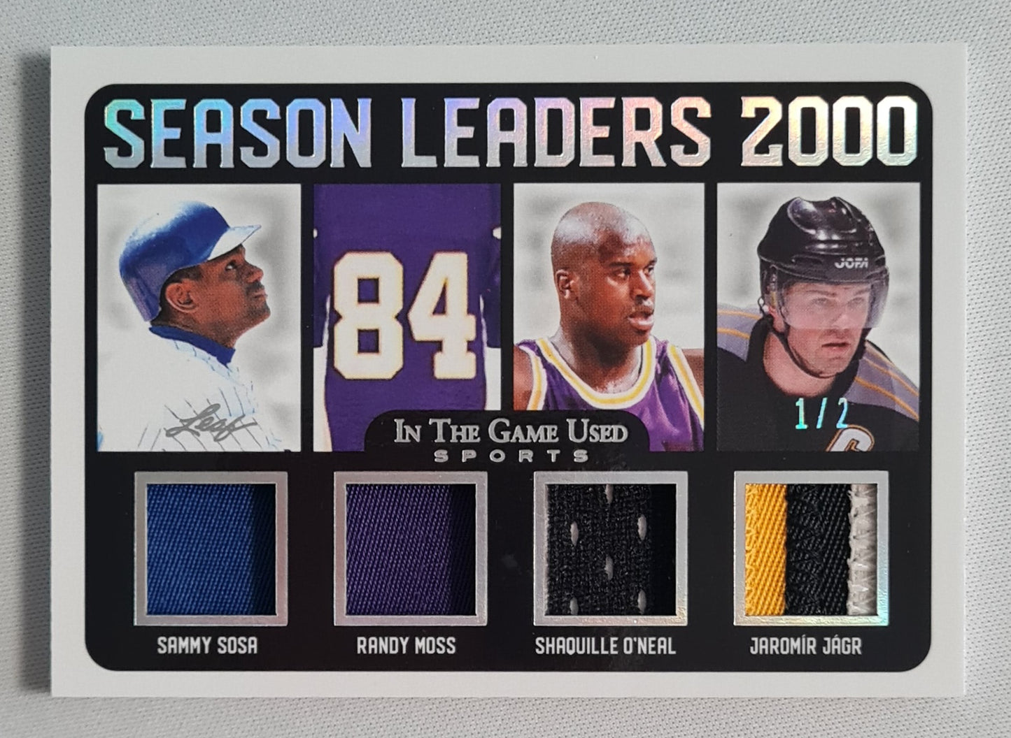 Season Leaders 2000 - 2020 Leaf Trading Cards SOSA/MOSS/O'NEAL/JAGR #SL-12 / four Patch (!) SSP 1/2