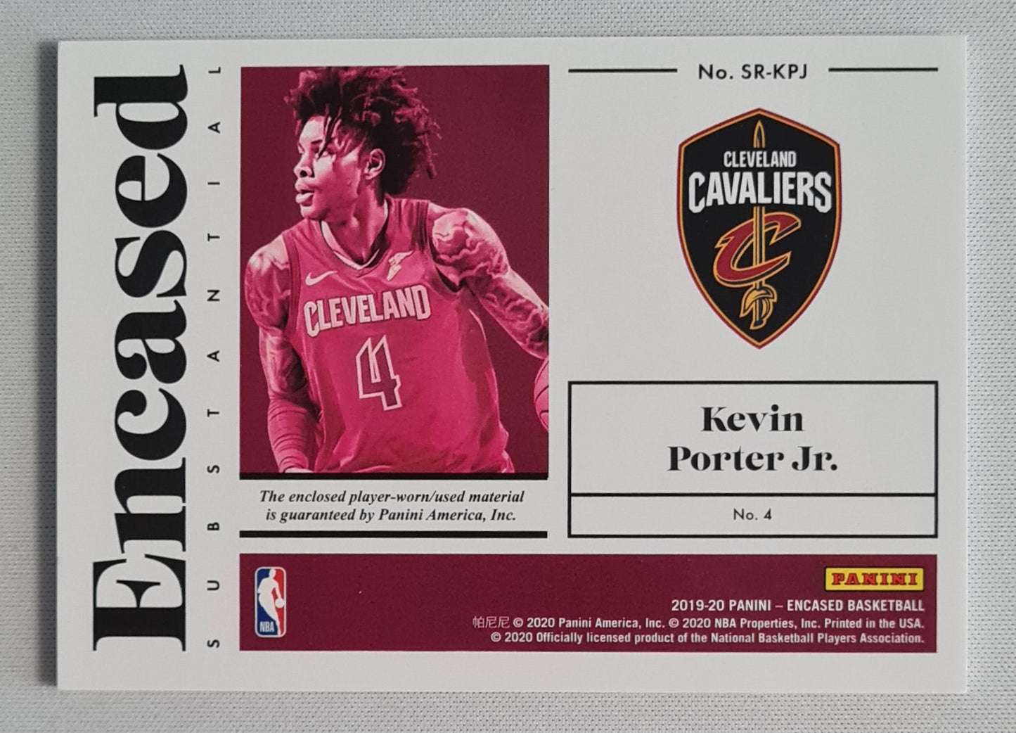 Kevin Porter Jr. - 2019-20 Panini Encased Basketball #SR-KPJ NBA Cavaliers /Patch /199