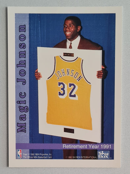 Magic Johnson - 1992 SkyBox NBA Hoops - Rookie vs Retirement Year L.A. Lakers