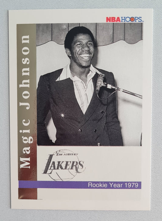 Magic Johnson - 1992 SkyBox NBA Hoops - Rookie vs Retirement Year L.A. Lakers