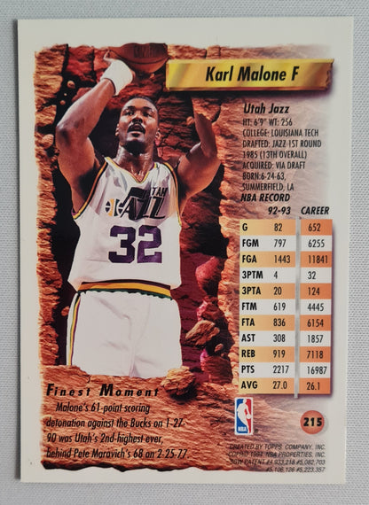 Karl Malone - 1994 Topps Finest #215 Finest Moment NBA Basketball Utah Jazz