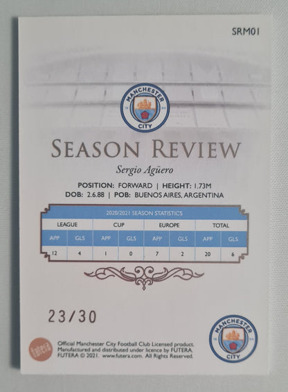 Sergio Aguero - 2021 Futera (Season Review) Manchester City #SRM01 /30