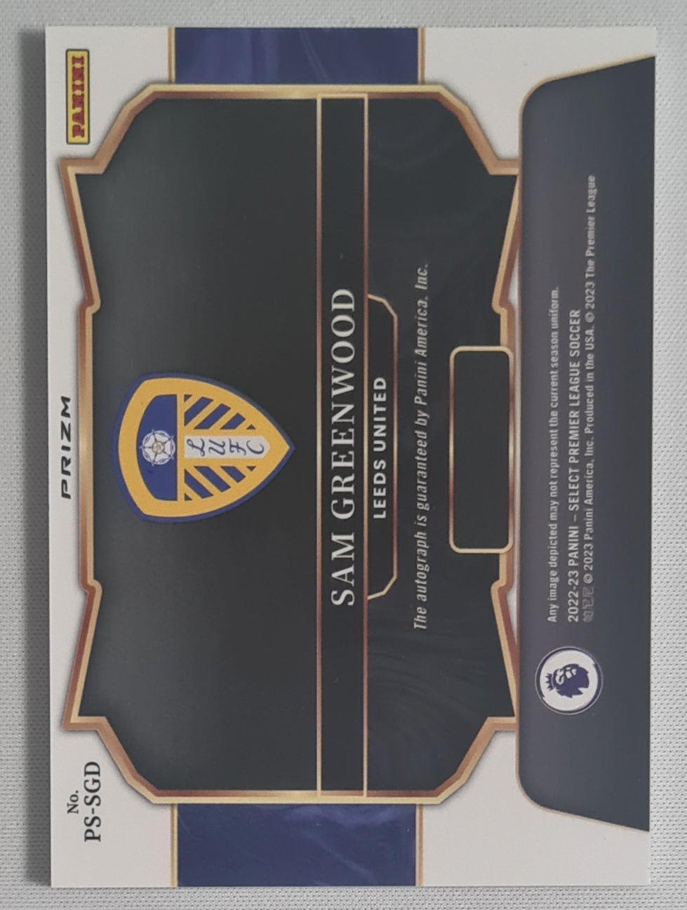 Sam Greenwood - 2022/23 Panini Select Premier League Soccer (RC) Leeds United #PS-SGD /Authograph