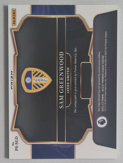 Sam Greenwood - 2022/23 Panini Select Premier League Soccer (RC) Leeds United #PS-SGD /Authograph