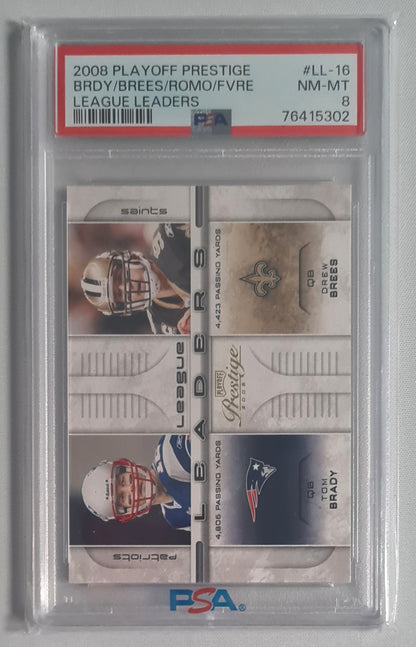 Brady/Brees/Romo/Favre - 2008 Playoff Prestige "League Leaders" #LL-16 PSA 8 NM-MT