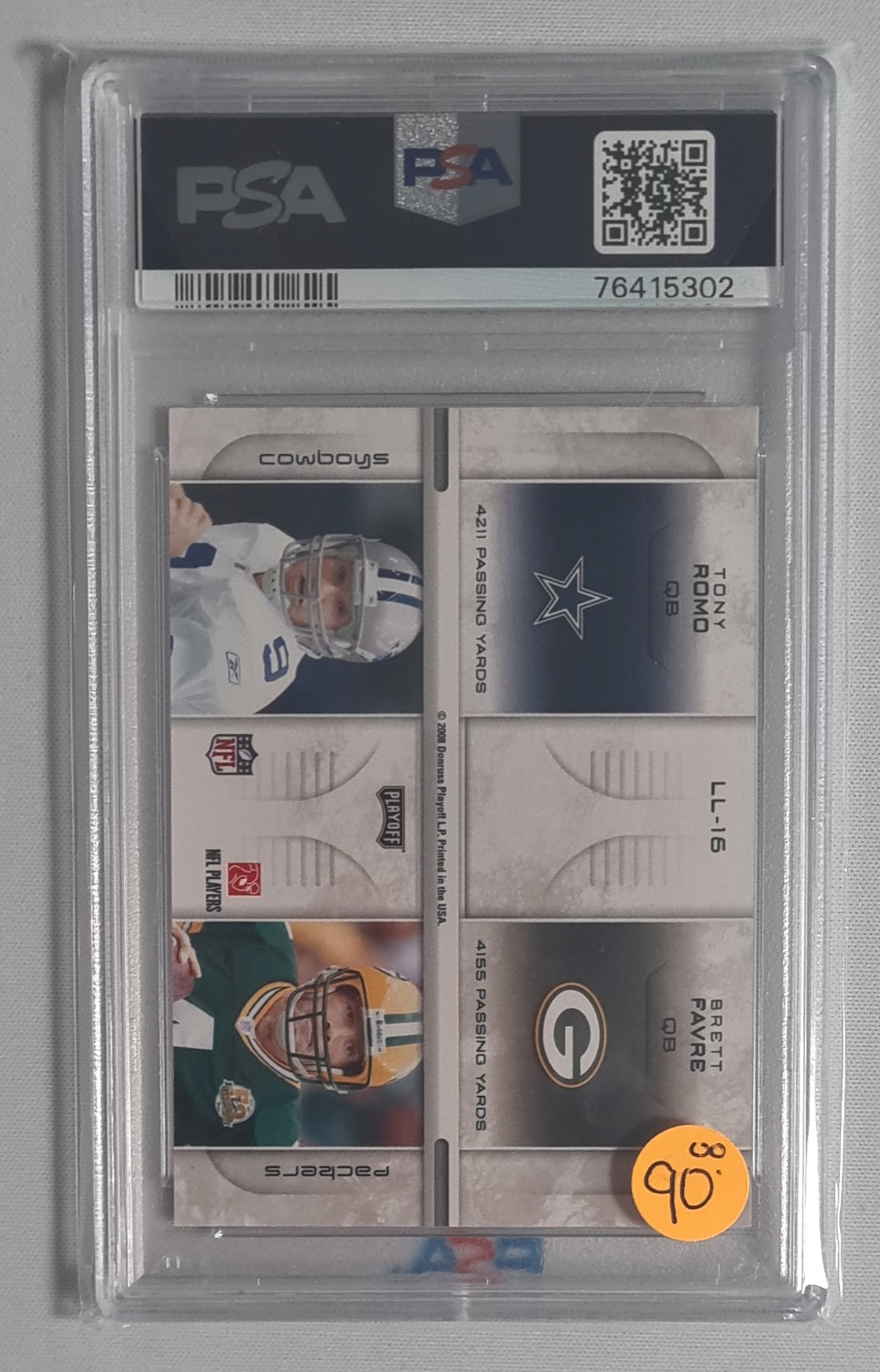 Brady/Brees/Romo/Favre - 2008 Playoff Prestige "League Leaders" #LL-16 PSA 8 NM-MT