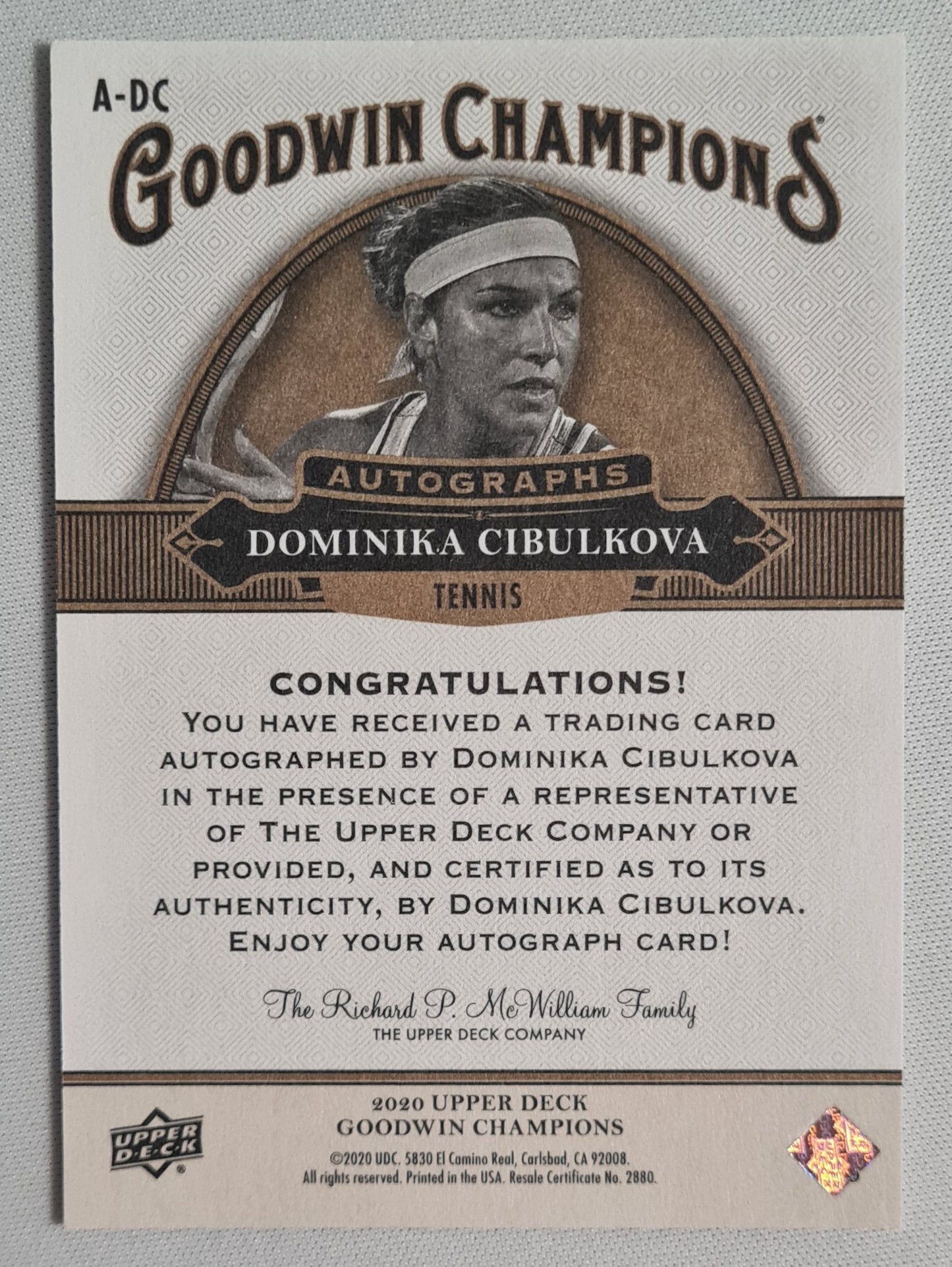 Dominika Cibulkova - 2020 Upper Deck Goodwin Champions Autographs #A-DC