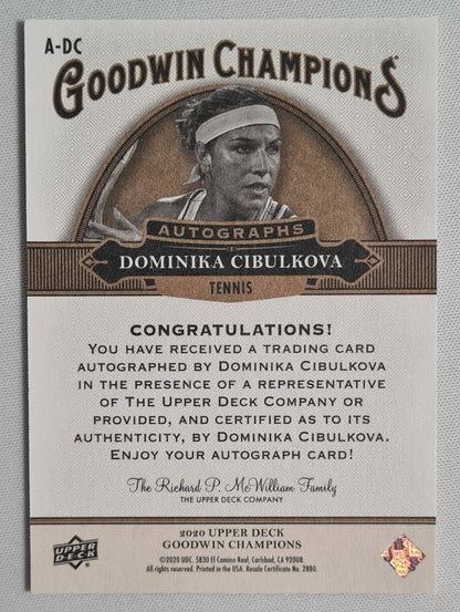 Dominika Cibulkova - 2020 Upper Deck Goodwin Champions Autographs #A-DC