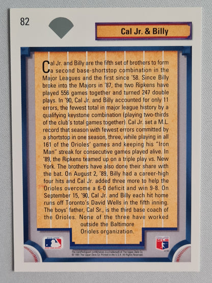 Cal Jr. & Billy - 1992 Upper Deck #82 Baltimore Orioles