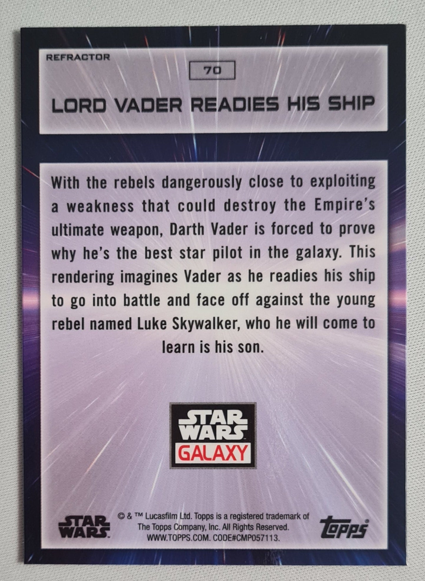 2022 Topps Star Wars Galaxy Lord Vader Readies His Ship #70 Refractor