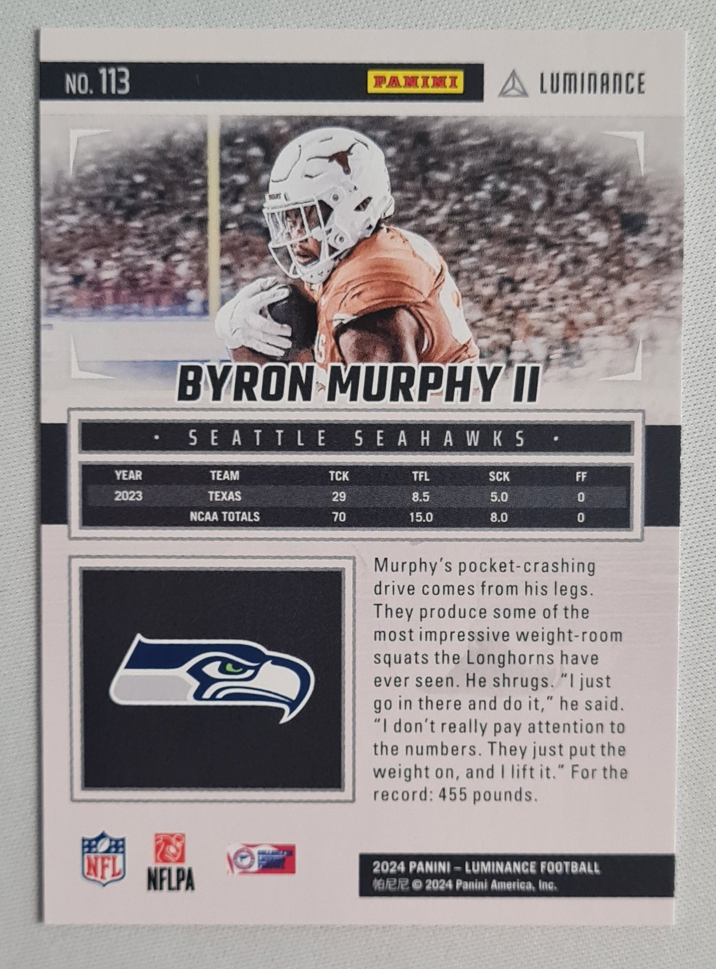 Byron Murphy II - 2024 Panini Luminance #113 Seattle Seahawks