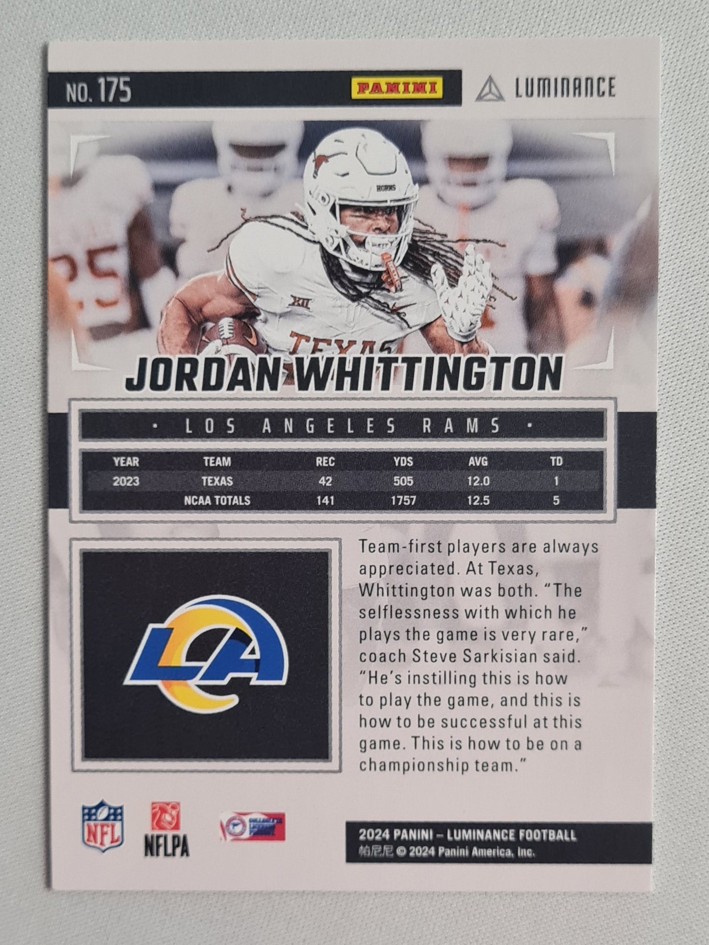 Jordan Whittington - 2024 Panini Luminance #175 Los Angeles Rams