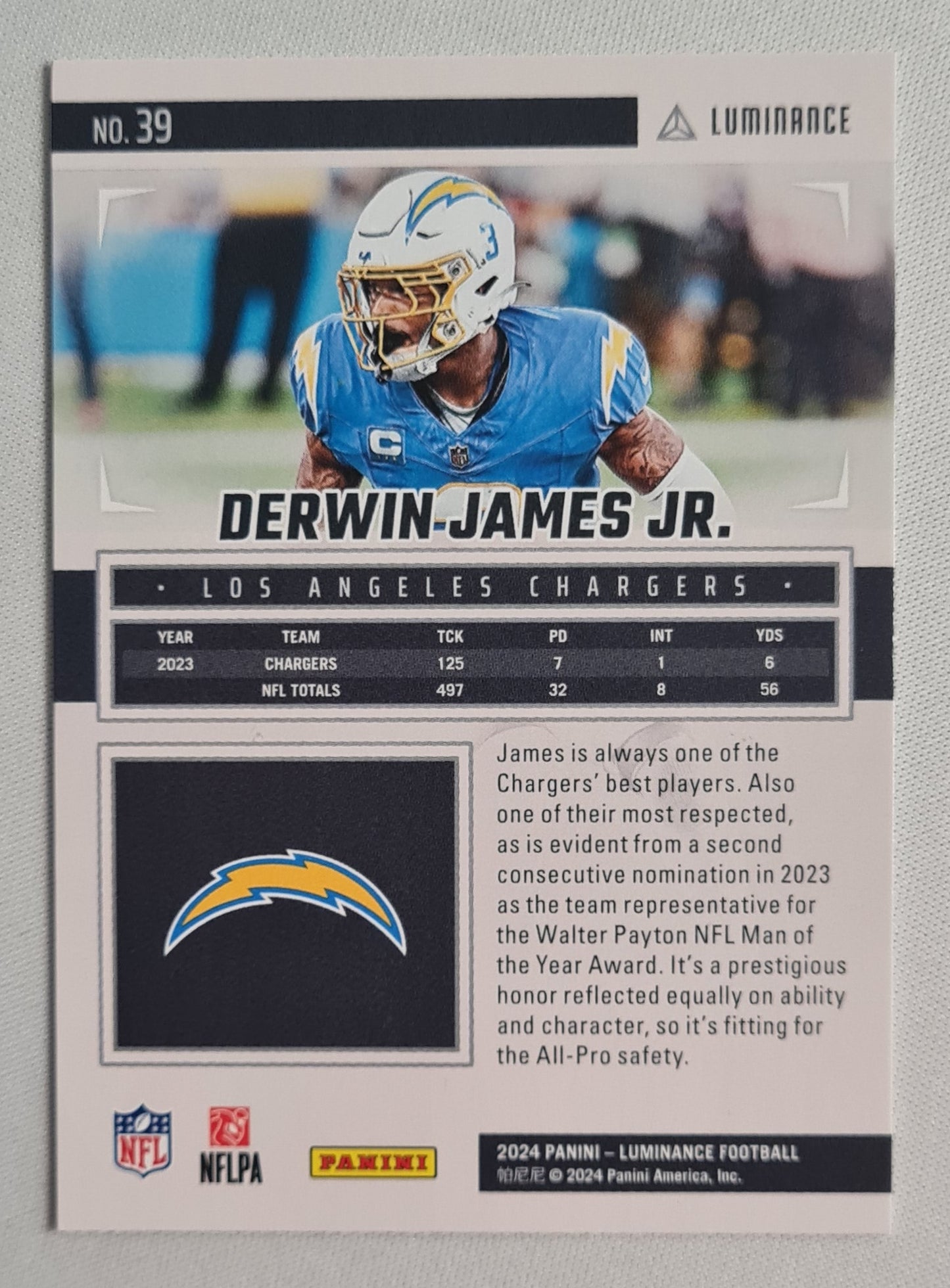 Derwin James Jr - 2024 Panini Luminance #39 Los Angeles Chargers
