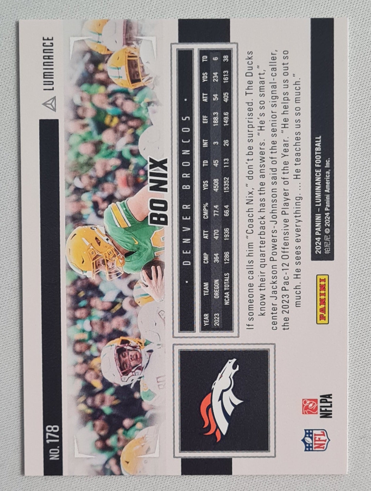 Bo Nix - 2024 Panini Luminance #178 Denver Broncos
