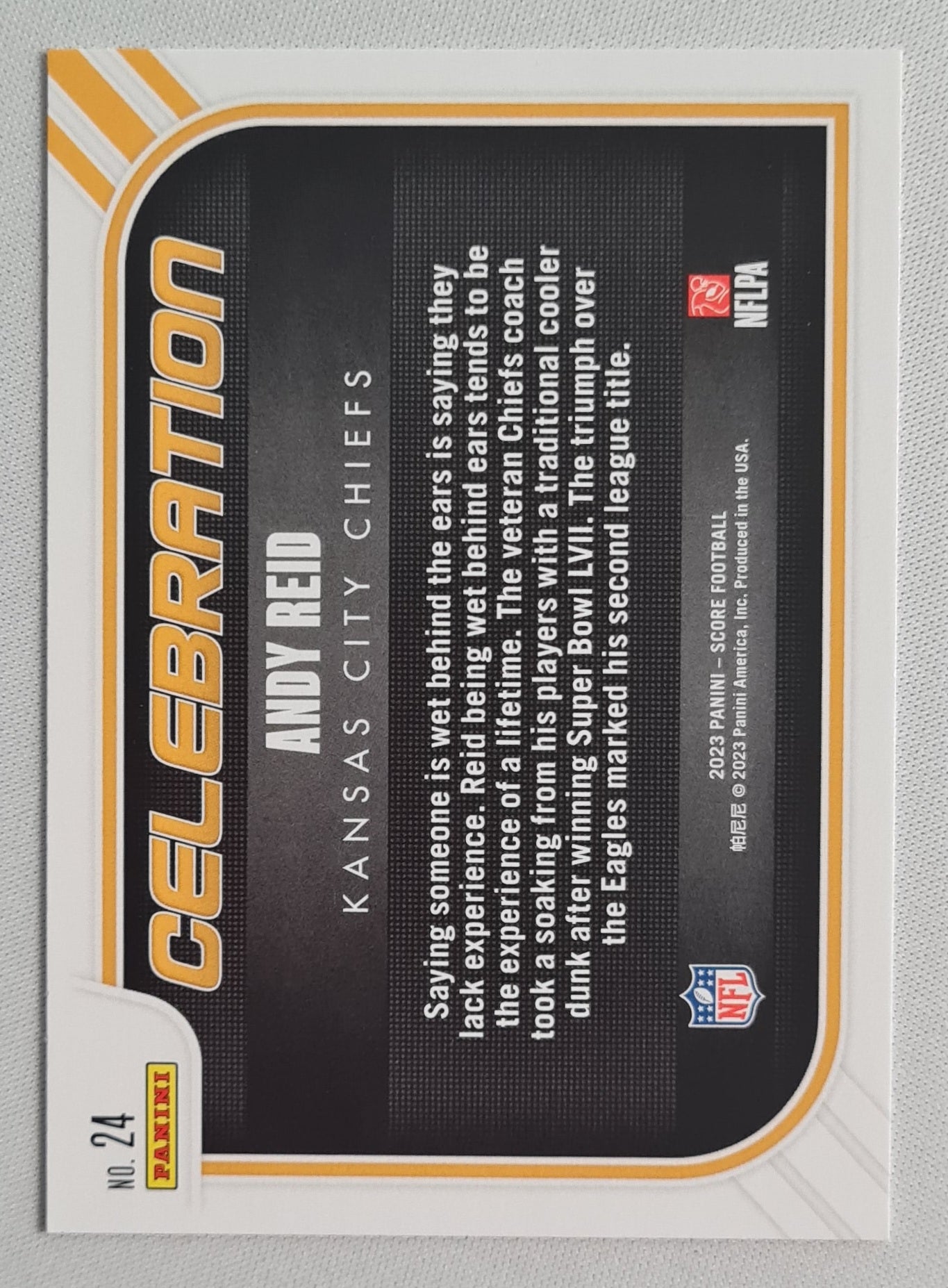Andy Reid - 2023 Panini Score Celebration #24 Kansas City Chiefs